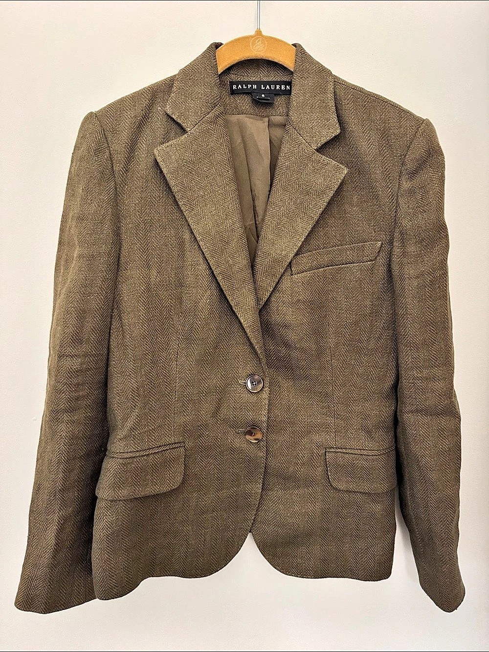 Vintage Ralph Lauren Black Label Union Made Brown Linen Blazer Brown Sz 6